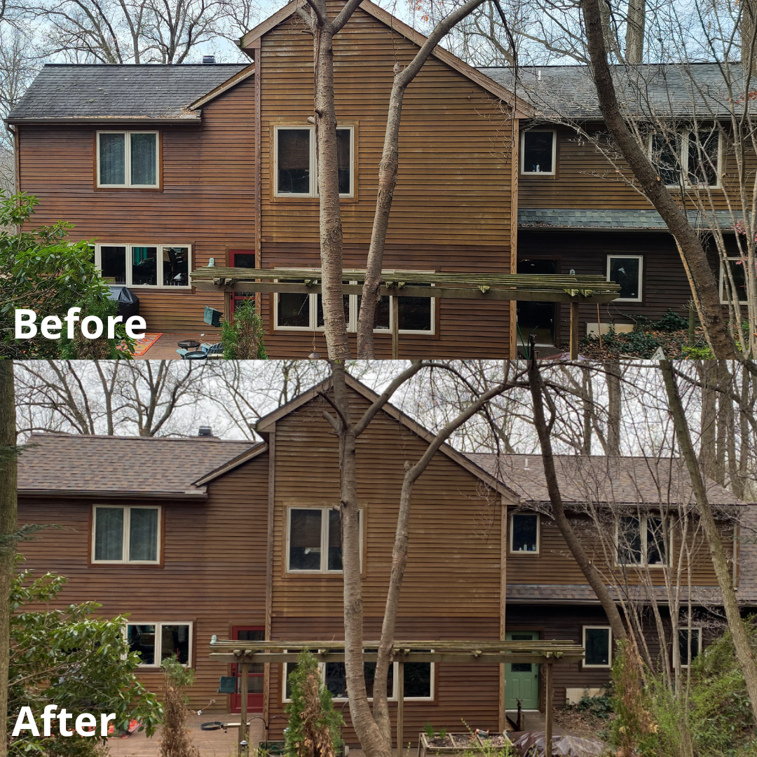 Before and after siding replacement.