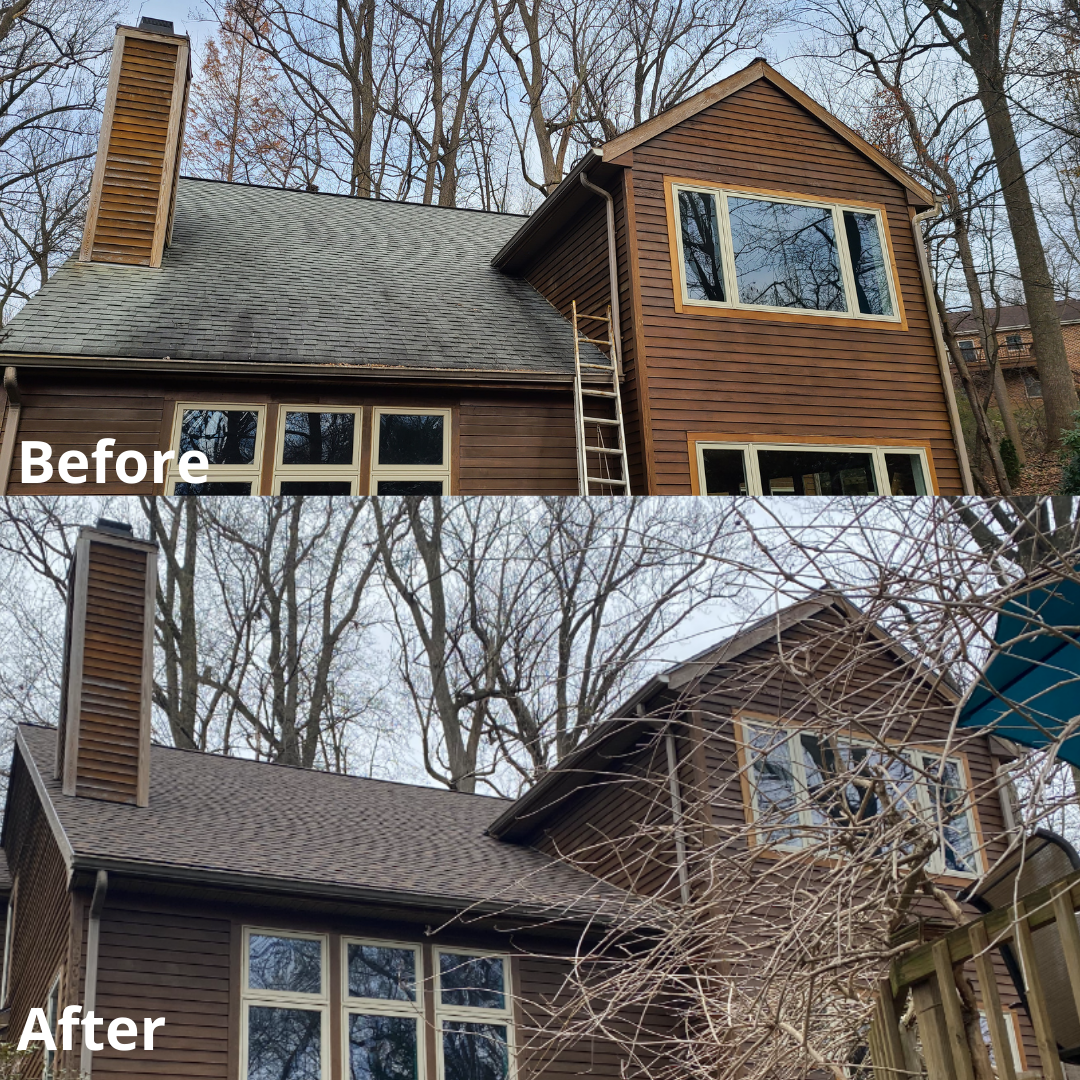 Before and after siding replacement.