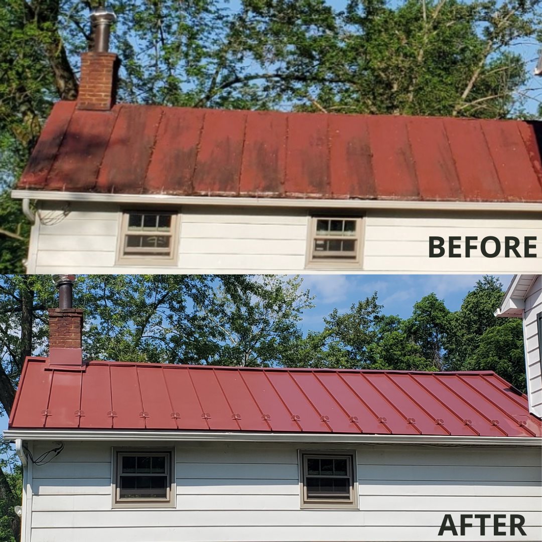 Before and After roof restoration project.